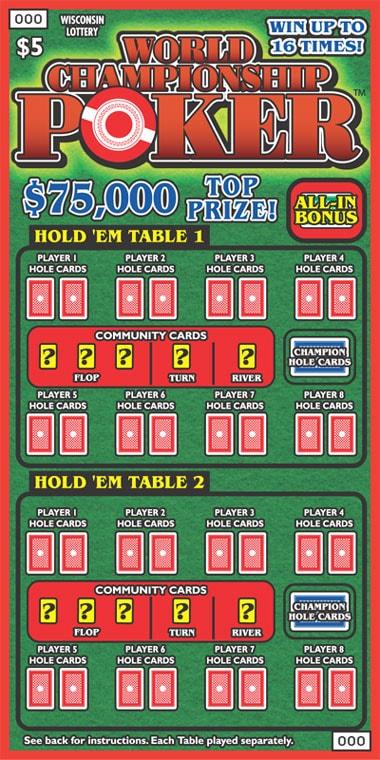 World Championship Poker instant scratch ticket from Wisconsin Lottery - unscratched World Championship Poker instant scratch ticket from Wisconsin Lottery - unscratched