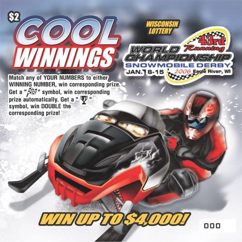 Cool Winnings instant scratch ticket from Wisconsin Lottery - unscratched Cool Winnings instant scratch ticket from Wisconsin Lottery - unscratched