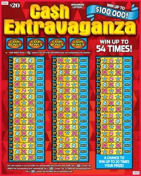 Cash Extravaganza instant scratch ticket from Wisconsin Lottery - unscratched Cash Extravaganza instant scratch ticket from Wisconsin Lottery - unscratched
