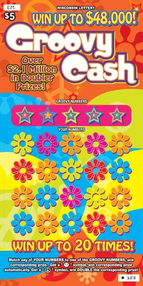 Groovy Cash instant scratch ticket from Wisconsin Lottery - unscratched