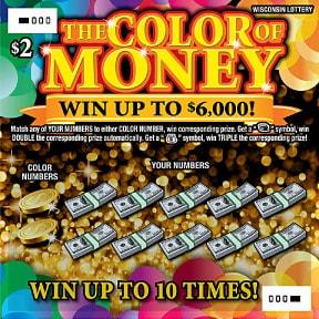 The Color of Money instant scratch ticket from Wisconsin Lottery - unscratched The Color of Money instant scratch ticket from Wisconsin Lottery - unscratched