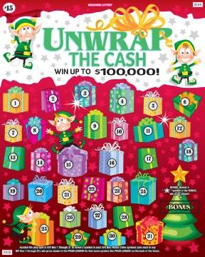 Unwrap the Cash instant scratch ticket from Wisconsin Lottery - unscratched Unwrap the Cash instant scratch ticket from Wisconsin Lottery - unscratched
