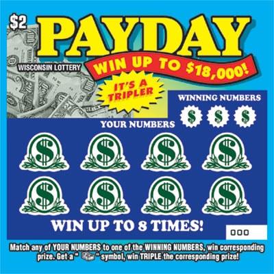 Payday instant scratch ticket from Wisconsin Lottery - unscratched Payday instant scratch ticket from Wisconsin Lottery - unscratched