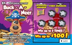 Buck-A-Neer instant scratch ticket from Wisconsin Lottery - unscratched Buck-A-Neer instant scratch ticket from Wisconsin Lottery - unscratched