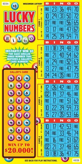 Lucky Numbers instant scratch ticket from Wisconsin Lottery - unscratched Lucky Numbers instant scratch ticket from Wisconsin Lottery - unscratched