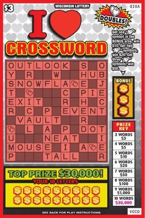 I Love Crossword instant scratch ticket from Wisconsin Lottery - unscratched