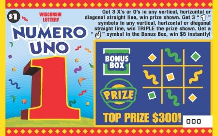 Numero Uno instant scratch ticket from Wisconsin Lottery - unscratched Numero Uno instant scratch ticket from Wisconsin Lottery - unscratched
