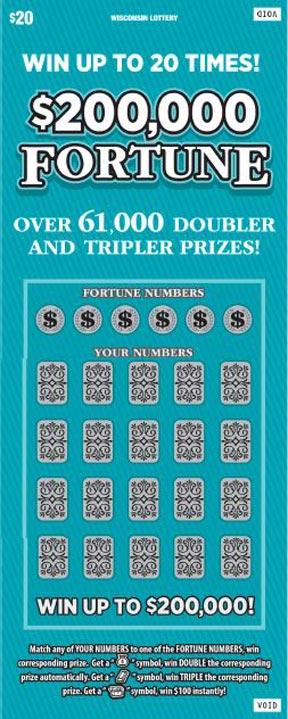 $200,000 Fortune instant scratch ticket from Wisconsin Lottery - unscratched $200,000 Fortune instant scratch ticket from Wisconsin Lottery - unscratched