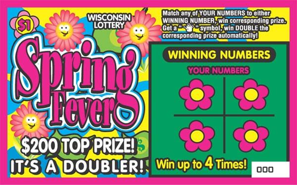 Spring Fever instant scratch ticket from Wisconsin Lottery - unscratched