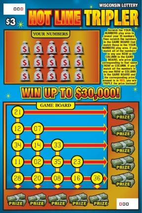 Hot Line Tripler instant scratch ticket from Wisconsin Lottery - unscratched Hot Line Tripler instant scratch ticket from Wisconsin Lottery - unscratched