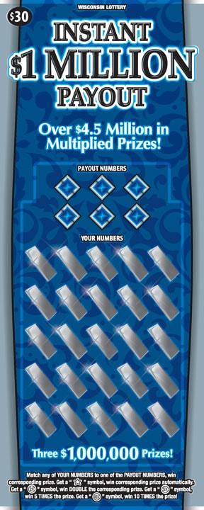 Instant One Million Dollar Payout instant scratch ticket from Wisconsin Lottery - unscratched Instant One Million Dollar Payout instant scratch ticket from Wisconsin Lottery - unscratched