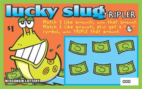 Lucky Slug Tripler instant scratch ticket from Wisconsin Lottery - unscratched Lucky Slug Tripler instant scratch ticket from Wisconsin Lottery - unscratched