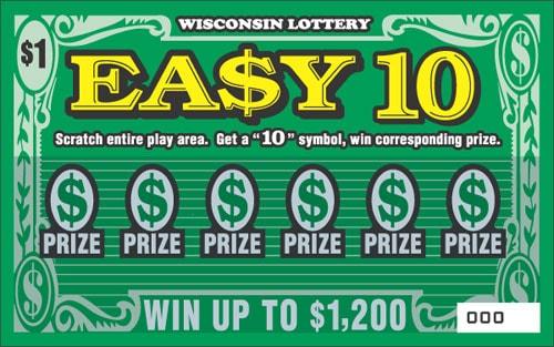 Easy 10 instant scratch ticket from Wisconsin Lottery - unscratched Easy 10 instant scratch ticket from Wisconsin Lottery - unscratched