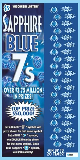 Sapphire Blue 7's instant scratch ticket from Wisconsin Lottery - unscratched Sapphire Blue 7's instant scratch ticket from Wisconsin Lottery - unscratched