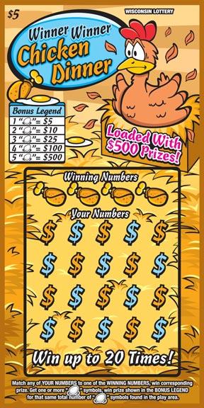 Winner Winner Chicken Dinner instant scratch ticket from Wisconsin Lottery - unscratched Winner Winner Chicken Dinner instant scratch ticket from Wisconsin Lottery - unscratched