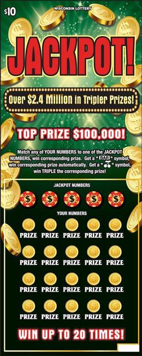 Jackpot instant scratch ticket from Wisconsin Lottery - unscratched Jackpot instant scratch ticket from Wisconsin Lottery - unscratched