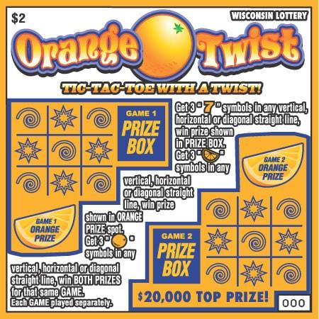 Orange Twist instant scratch ticket from Wisconsin Lottery - unscratched Orange Twist instant scratch ticket from Wisconsin Lottery - unscratched
