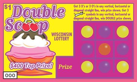 Double Scoop instant scratch ticket from Wisconsin Lottery - unscratched Double Scoop instant scratch ticket from Wisconsin Lottery - unscratched