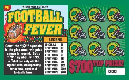 Football Fever instant scratch ticket from Wisconsin Lottery - unscratched Football Fever instant scratch ticket from Wisconsin Lottery - unscratched