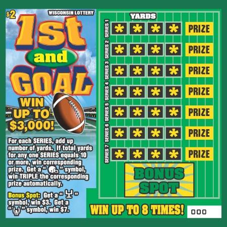 1st and Goal instant scratch ticket from Wisconsin Lottery - unscratched 1st and Goal instant scratch ticket from Wisconsin Lottery - unscratched