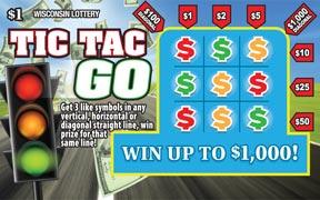 Tic Tac Go instant scratch ticket from Wisconsin Lottery - unscratched Tic Tac Go instant scratch ticket from Wisconsin Lottery - unscratched