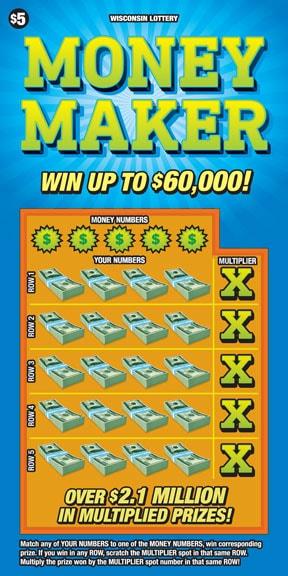Money Maker instant scratch ticket from Wisconsin Lottery - unscratched Money Maker instant scratch ticket from Wisconsin Lottery - unscratched