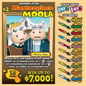 Masterpiece Moola instant scratch ticket from Wisconsin Lottery - unscratched