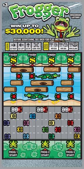 Frogger instant scratch ticket from Wisconsin Lottery - unscratched Frogger instant scratch ticket from Wisconsin Lottery - unscratched