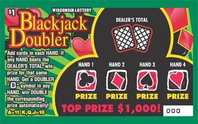 Blackjack Doubler instant scratch ticket from Wisconsin Lottery - unscratched Blackjack Doubler instant scratch ticket from Wisconsin Lottery - unscratched