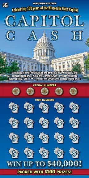 Capitol Cash instant scratch ticket from Wisconsin Lottery - unscratched Capitol Cash instant scratch ticket from Wisconsin Lottery - unscratched