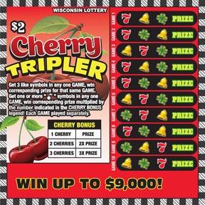 Cherry Tripler instant scratch ticket from Wisconsin Lottery - unscratched