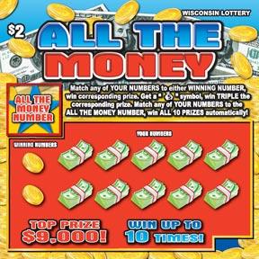 All the Money instant scratch ticket from Wisconsin Lottery - unscratched All the Money instant scratch ticket from Wisconsin Lottery - unscratched