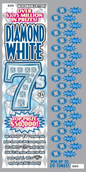 Diamond White 7s instant scratch ticket from Wisconsin Lottery - unscratched Diamond White 7s instant scratch ticket from Wisconsin Lottery - unscratched