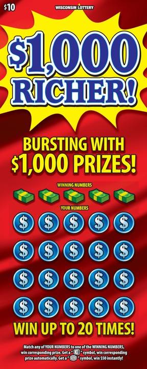 $1,000 Richer instant scratch ticket from Wisconsin Lottery - unscratched