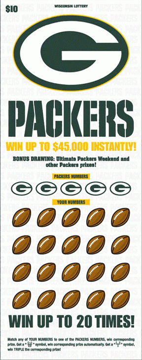 Packers instant scratch ticket from Wisconsin Lottery - unscratched