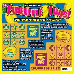 Pineapple Twist instant scratch ticket from Wisconsin Lottery - unscratched Pineapple Twist instant scratch ticket from Wisconsin Lottery - unscratched