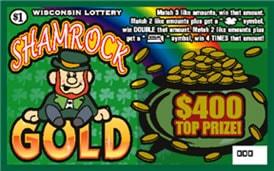 Shamrock Gold instant scratch ticket from Wisconsin Lottery - unscratched Shamrock Gold instant scratch ticket from Wisconsin Lottery - unscratched