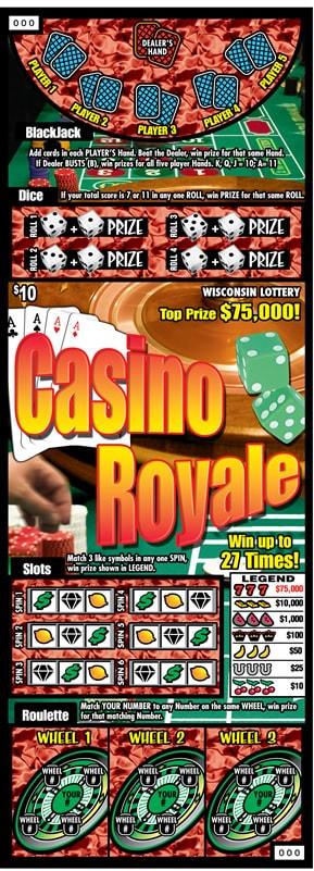 Casino Royale instant scratch ticket from Wisconsin Lottery - unscratched Casino Royale instant scratch ticket from Wisconsin Lottery - unscratched