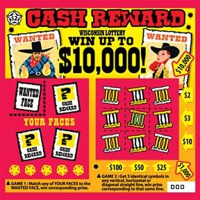 Cash Reward instant scratch ticket from Wisconsin Lottery - unscratched Cash Reward instant scratch ticket from Wisconsin Lottery - unscratched