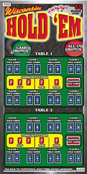 Wisconsin Hold 'Em instant scratch ticket from Wisconsin Lottery - unscratched Wisconsin Hold 'Em instant scratch ticket from Wisconsin Lottery - unscratched