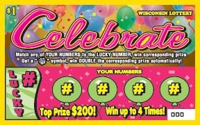 Celebrate instant scratch ticket from Wisconsin Lottery - unscratched Celebrate instant scratch ticket from Wisconsin Lottery - unscratched