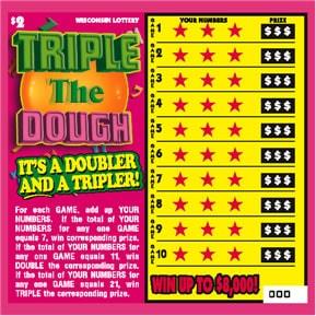 Triple the Dough instant scratch ticket from Wisconsin Lottery - unscratched Triple the Dough instant scratch ticket from Wisconsin Lottery - unscratched
