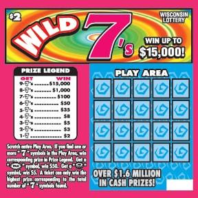 Wild 7s instant scratch ticket from Wisconsin Lottery - unscratched Wild 7s instant scratch ticket from Wisconsin Lottery - unscratched