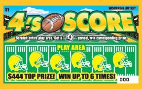 4's Score instant scratch ticket from Wisconsin Lottery - unscratched 4's Score instant scratch ticket from Wisconsin Lottery - unscratched