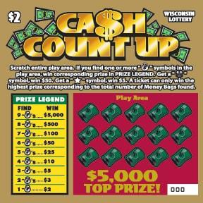 Cash Count Up instant scratch ticket from Wisconsin Lottery - unscratched