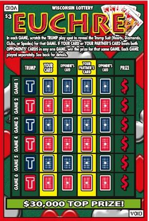 Euchre instant scratch ticket from Wisconsin Lottery - unscratched Euchre instant scratch ticket from Wisconsin Lottery - unscratched