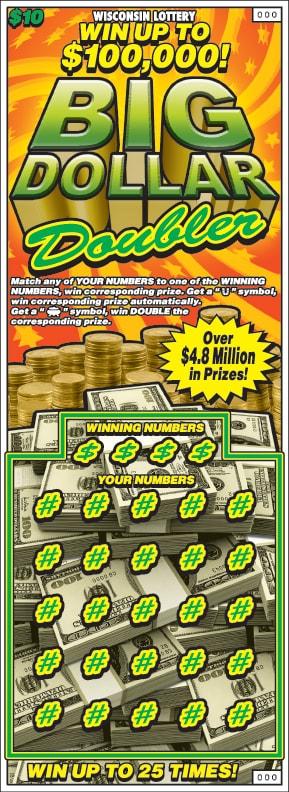 Big Dollar Doubler instant scratch ticket from Wisconsin Lottery - unscratched Big Dollar Doubler instant scratch ticket from Wisconsin Lottery - unscratched
