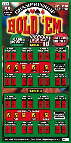 Championship Hold 'Em instant scratch ticket from Wisconsin Lottery - unscratched