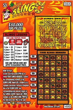 Red Hot Slingo instant scratch ticket from Wisconsin Lottery - unscratched Red Hot Slingo instant scratch ticket from Wisconsin Lottery - unscratched