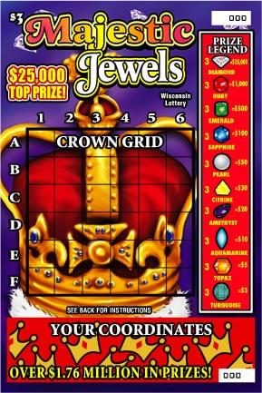 Majestic Jewels instant scratch game Majestic Jewels instant scratch ticket from Wisconsin Lottery - unscratched
